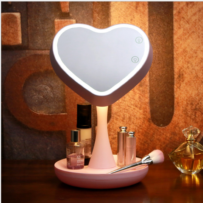 Espejo Corazón Luz Led Maquillaje