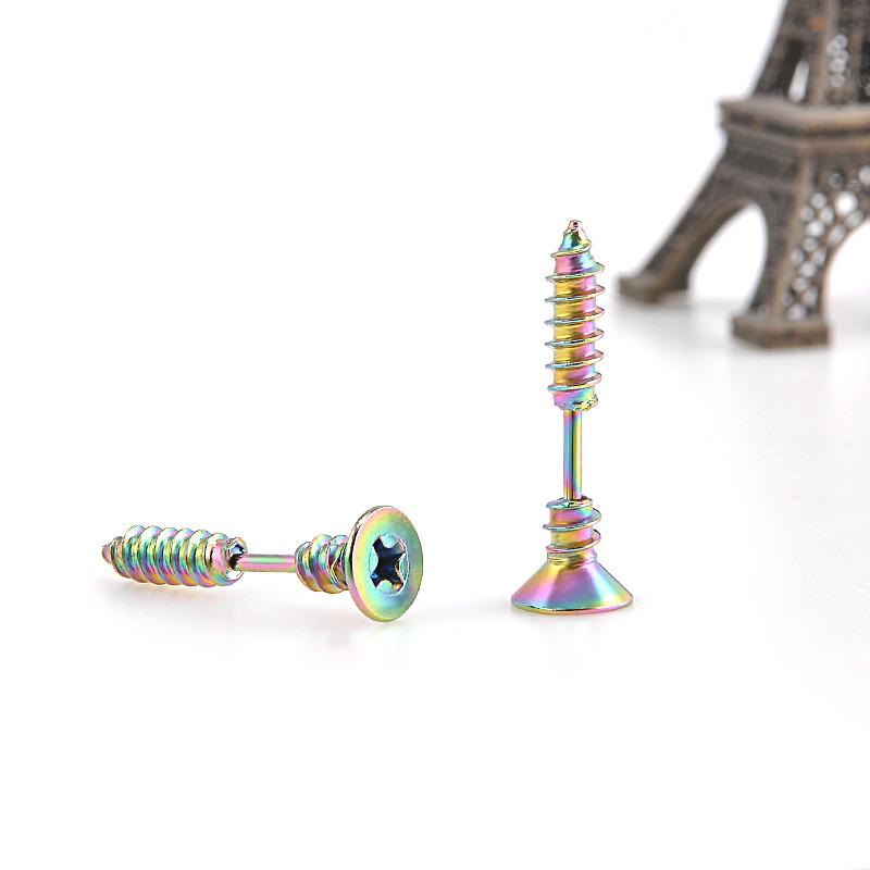 Titanium steel screw earrings