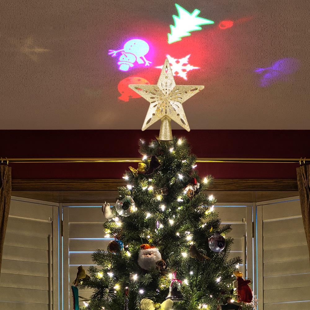 LED Christmas Tree Top Rotating Snowflake Projector