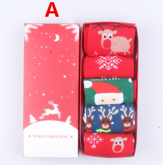 Christmas gift boxed socks elk old man snowflake