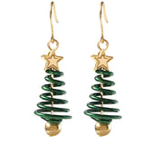 Spiral Christmas Tree Star Earrings