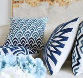 Blue and white embroidered waist pillowcase