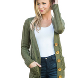 Europe and America coat twisted knit sweater button long sleeve pocket women's cardigan