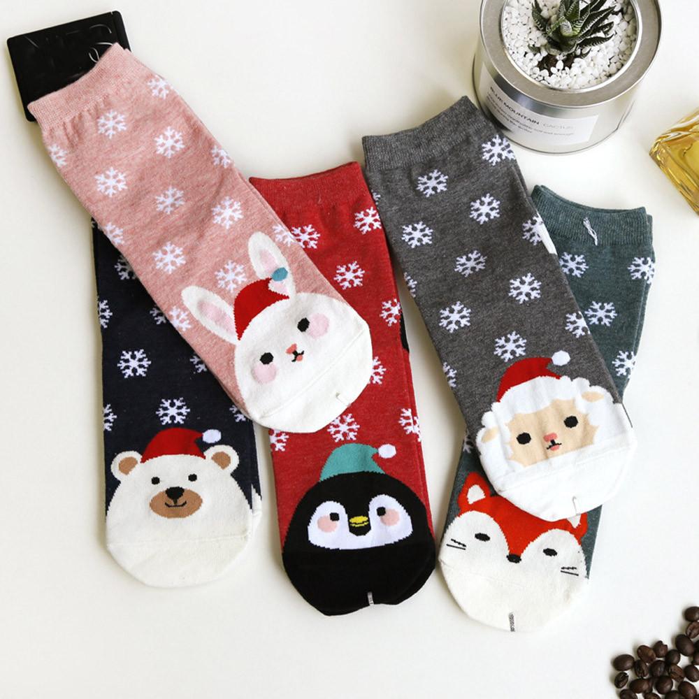 Christmas Short Socks Women Girls Autumn Winter Cartoon Santa Claus Printing Casual Socks Cute Unisex Soft Cotton Socks (China)