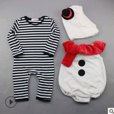 Newborn clothes, Christmas children's clothing, baby onesies, autumn and winter three-piece suit