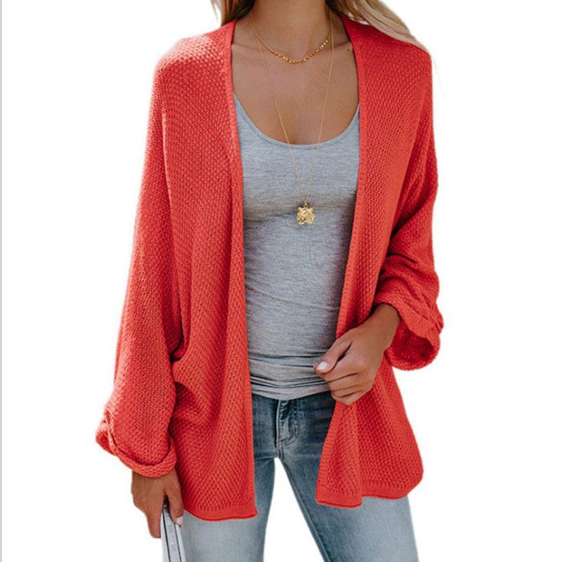 Autumn and winter  ins fashion solid color loose knit cardigan sweater women's jacket
