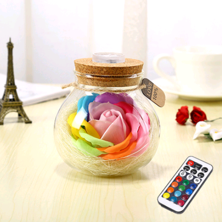 Tanabata gift creative lucky star glass bottle soap flower to send girls luminous bottle romantic eternal flower night light