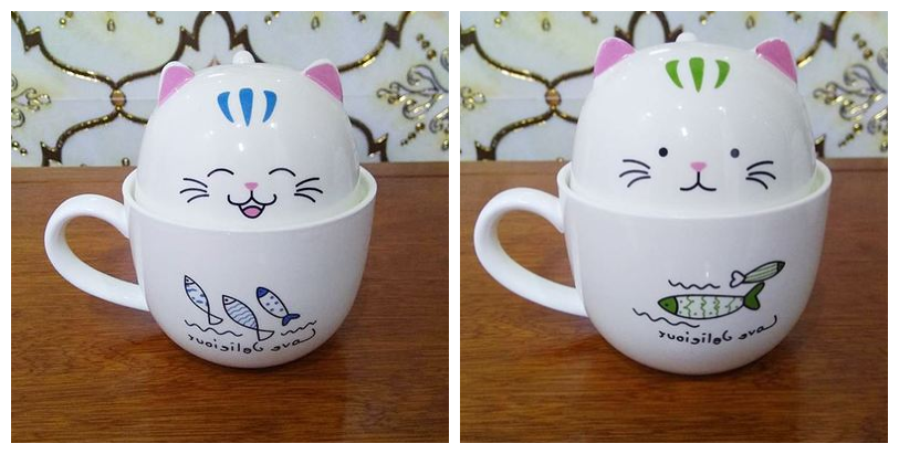 Creative cat cup ceramic mug office cup with lid spoon bone china couple coffee cup tea cup gift