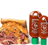 Sriracha key-chain bottle