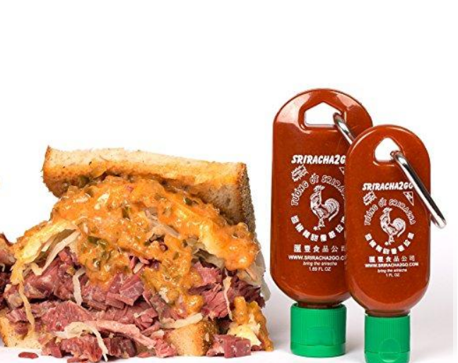 Sriracha key-chain bottle