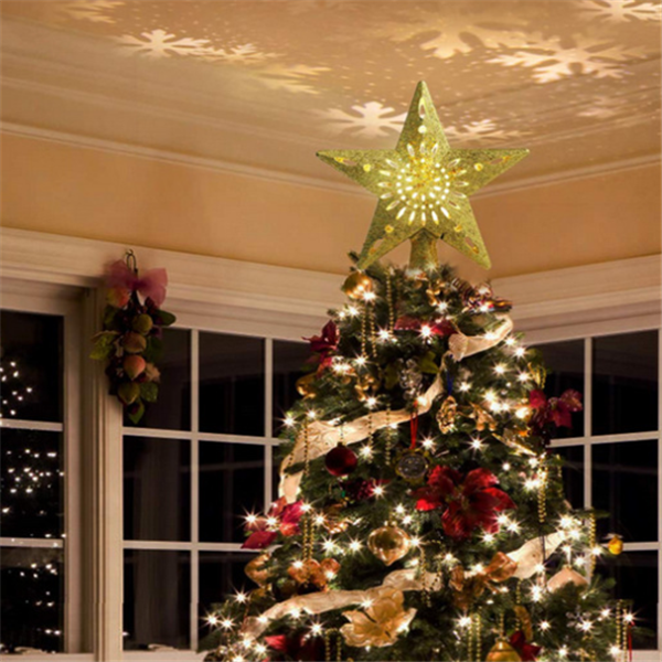 LED Christmas Tree Top Rotating Snowflake Projector