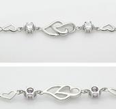 pulsera de doble corazón S925 plata