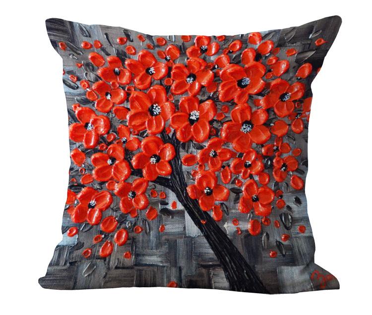 Oil painting cotton and linen pillowcase