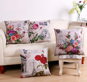wholesale wedding gift retro fashion Paris Eiffel Tower flowers post decorated living decorative cushion cover sofa pillow case