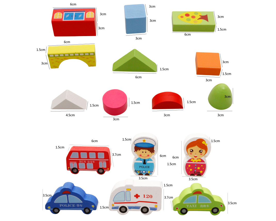 Traffic wooden building blocks educational toys