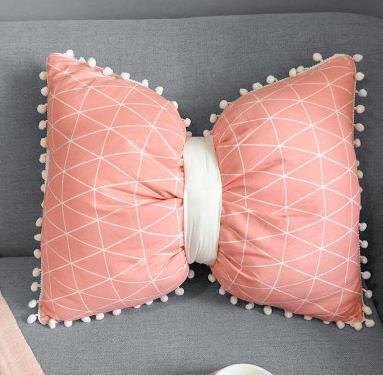 Lovely ball bow tie pillow blanket Nordic ins bedside sofa cushion pillow quilt