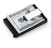 New creative wallet import card automatic pop-up aluminum metal wallet leather package gift protection anti-degaus
