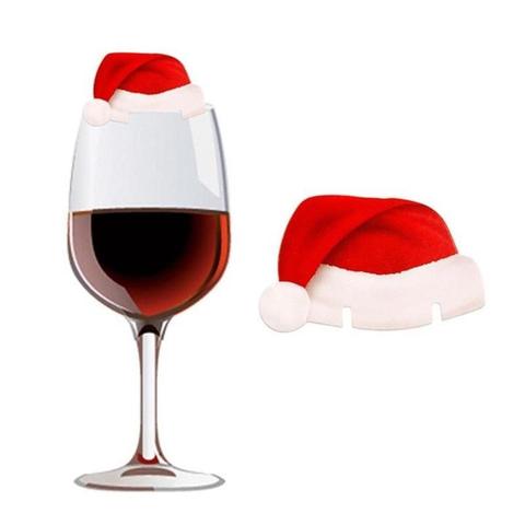 10Pcs/Lot Paper Red Christmas Hat Wine Champagne Tipple Cup Card Christmas Party Table Decor DIY decorations for home