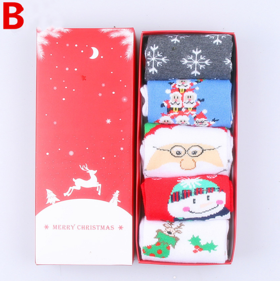 Christmas gift boxed socks elk old man snowflake
