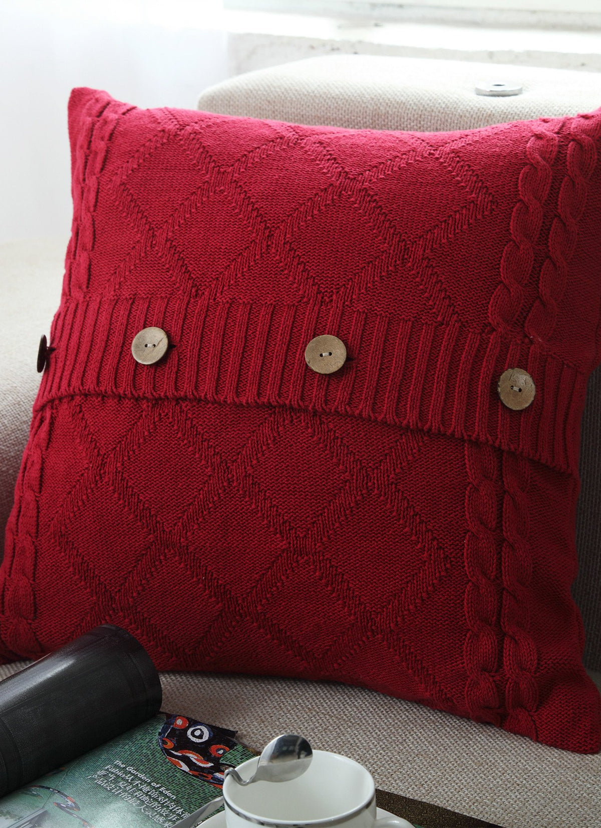 Cotton knitted car pillowcase