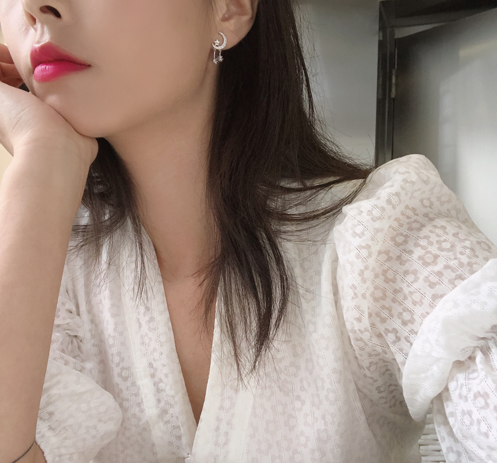 Star moon tassel earrings