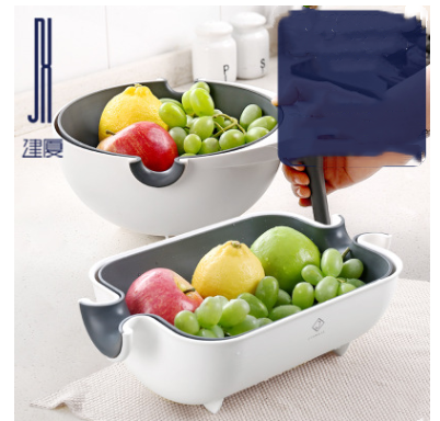Double sink dish drain basket plastic washing basket kitchen washing basket fruit home living room creative fruit plate