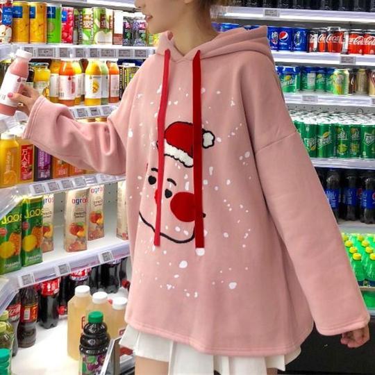 Korean version of Christmas pattern hooded sweater