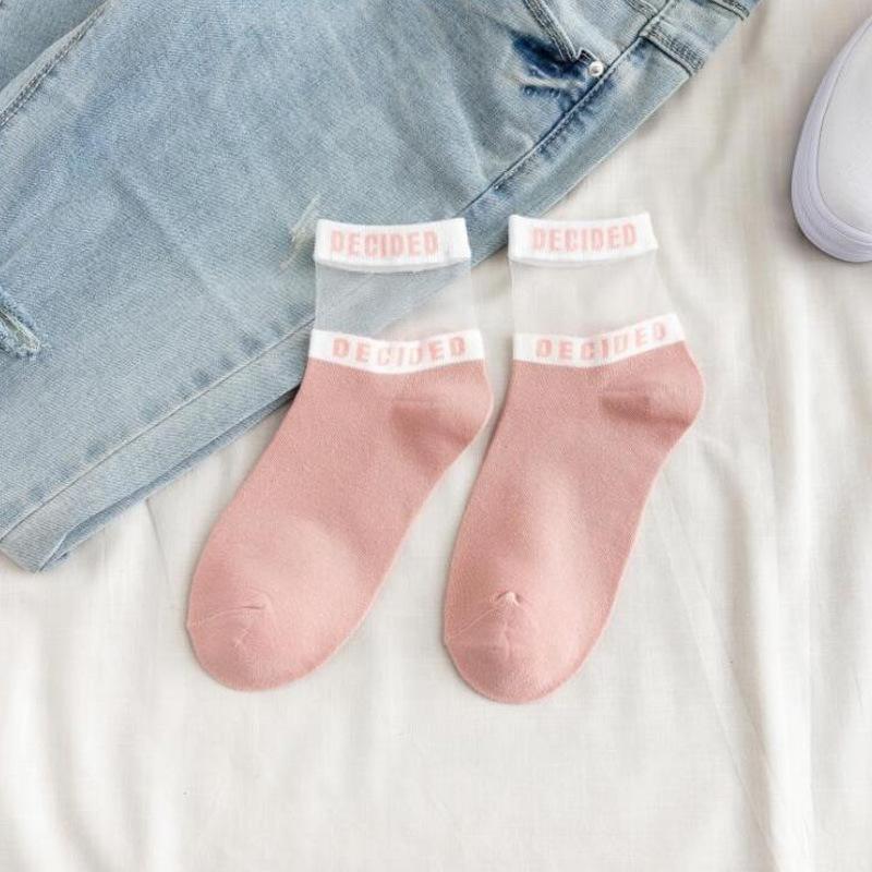 Letter card silk cotton socks