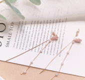 Flower pink tassel earrings