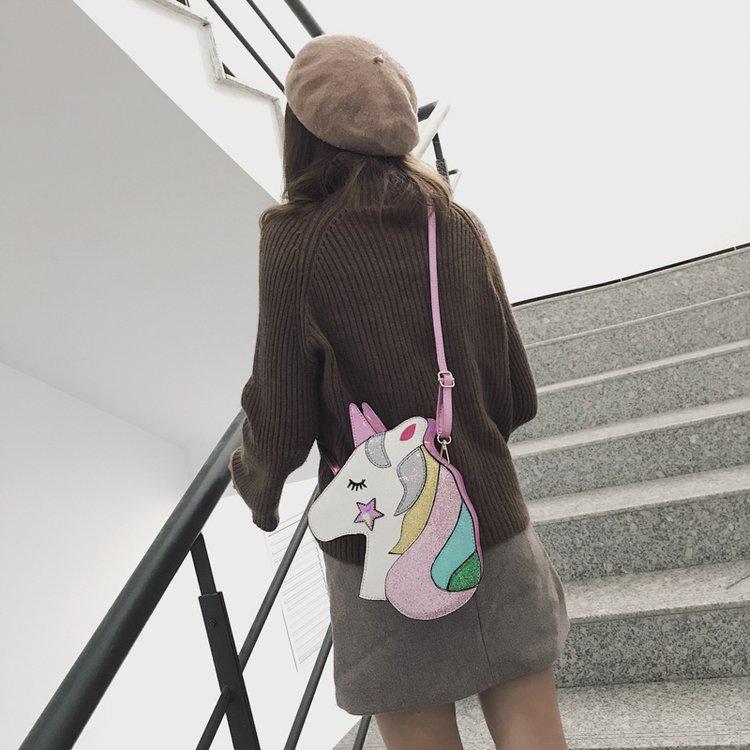 2020 spring new shiny unicorn pegasus bag creative female Korean version of the girls single-shoulder satchel wholesale