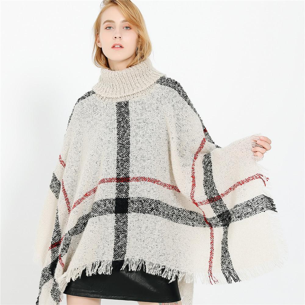 Large plaid imitation cashmere shawl