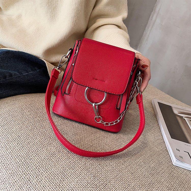 Korean PU pure color retro fashion small backpack waterproof single-shoulder bag travel bag
