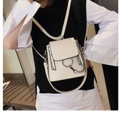 Korean PU pure color retro fashion small backpack waterproof single-shoulder bag travel bag