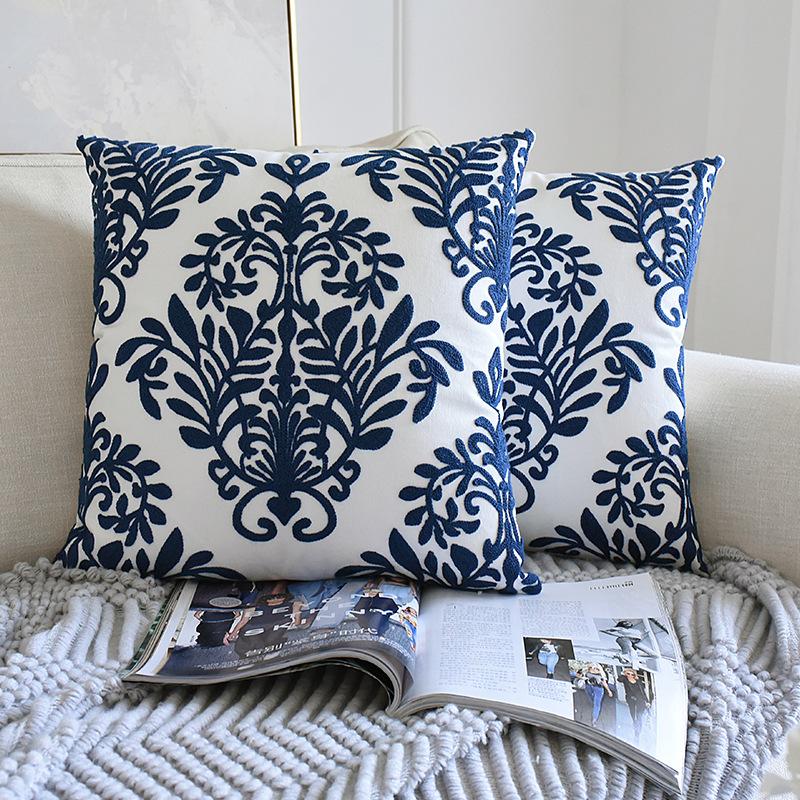 Blue and white embroidered waist pillowcase