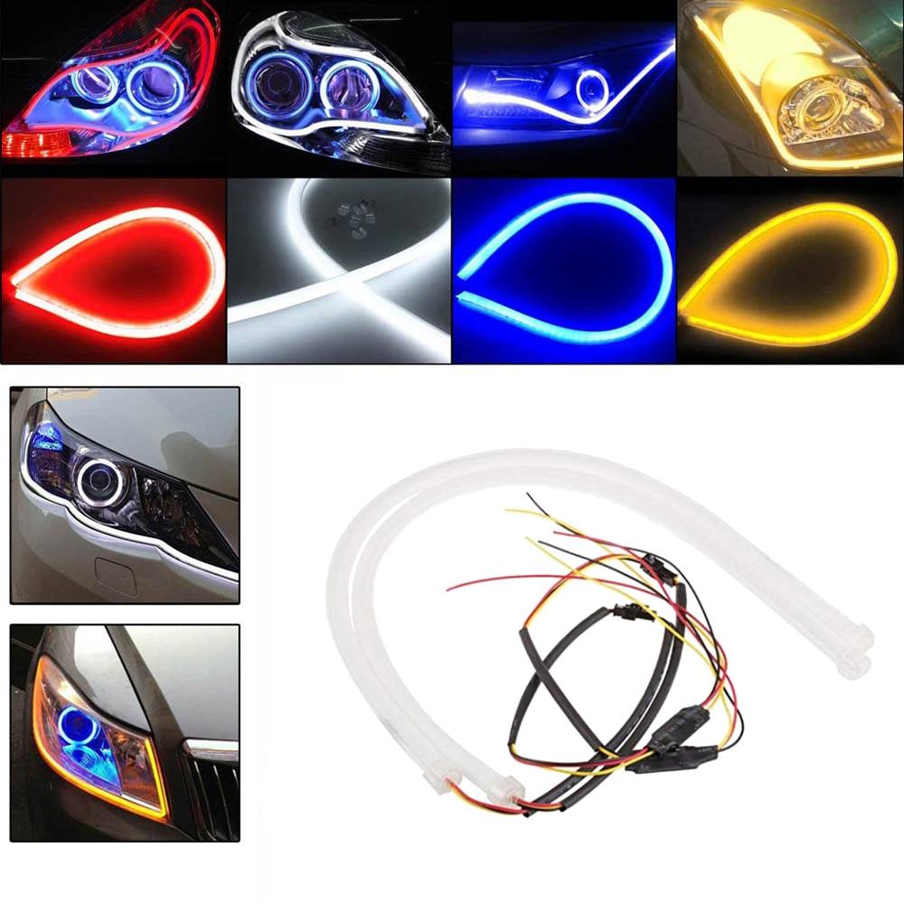 2Pcs 45cm/60cm Flexible Car Soft Tube LED Strip Light Angel Eye