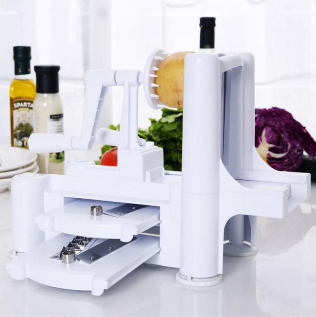 Multi-function three-in-one hand-rotating push-type vegetable cutter shredder potato cutter