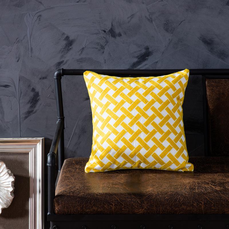 Cotton embroidered pillow with core sofa cushion chair backrest