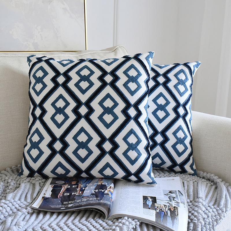 Blue and white embroidered waist pillowcase