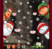 Christmas Snowflake Wall Sticker Window Glass Santa Snowman Elk Elf Gift Sticker Mural For Kids Room Door Home Decor