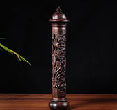 Ebony carved plate dragon incense burner cylinder