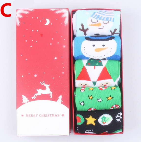 Christmas gift boxed socks elk old man snowflake