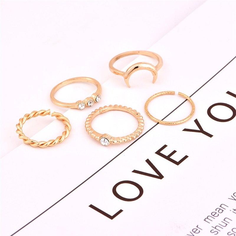5pcs/set CZ Crystal Bohemian Rings