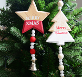 Nordic simple wooden Christmas tree elk pine cone Christmas pendant charm Christmas decoration