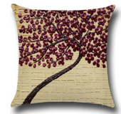 Three-dimensional oil painting trees flowers cotton cushion cushion pillowcase car waist cushion cover