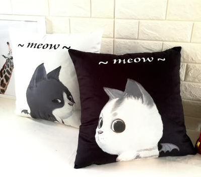 Double-sided cuteblack and white simple pair of lovers cartoon anime sofa back thickening plush car pillow