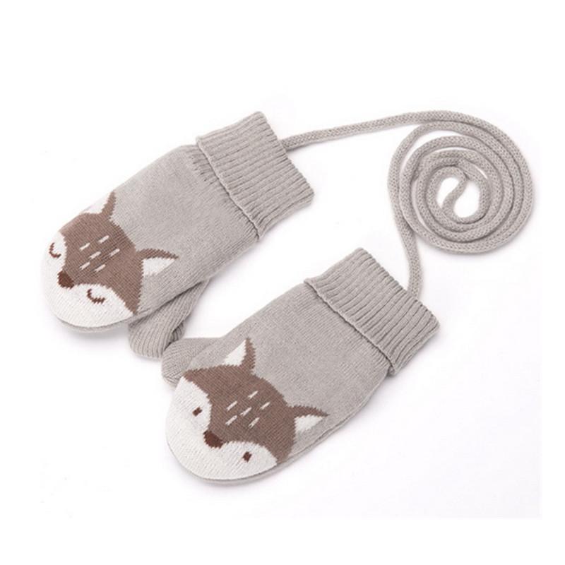 Autumn Winter Children Plus Velvet Hat Scarf Set Baby Lovely Cartoon Fox Print Knitted hat Kids Cap Collar Boy Girl Neck Warmer