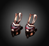 Heart-shaped zircon earrings Rose gold hypoallergenic earrings
