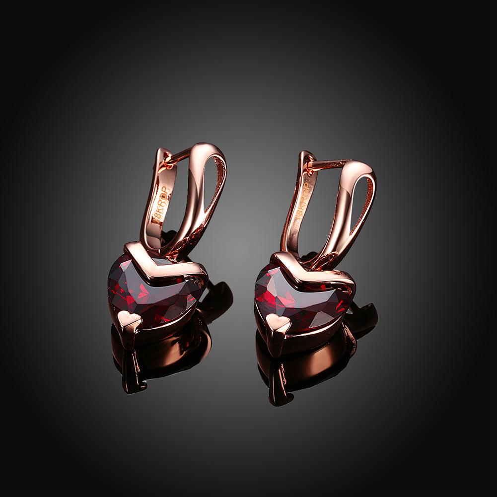 Heart-shaped zircon earrings Rose gold hypoallergenic earrings