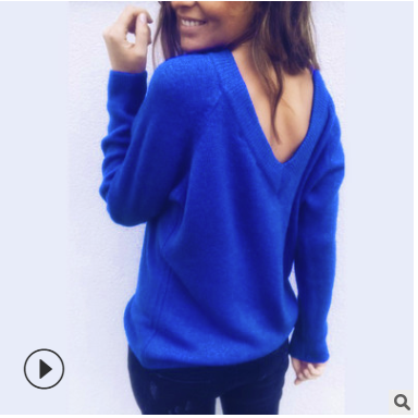 LITTHING  Automne Chandail Tricoté Femmes V Cou De Mode Solides Manches Longues Casual Pull Chandails Sexy Femme Femmes Pull
