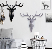 Vintage Deer Head Antlers Wall Hanging Hook for Hanging Clothes Hat Scarf Key Deer Horns Hanger Rack Wall Decoration